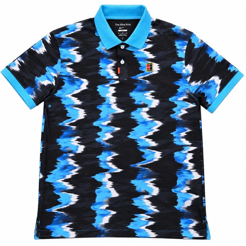 Nike Court Dri-FIT Heritage Slim Fit Printed Tennis Polo Shirt Mens Medium